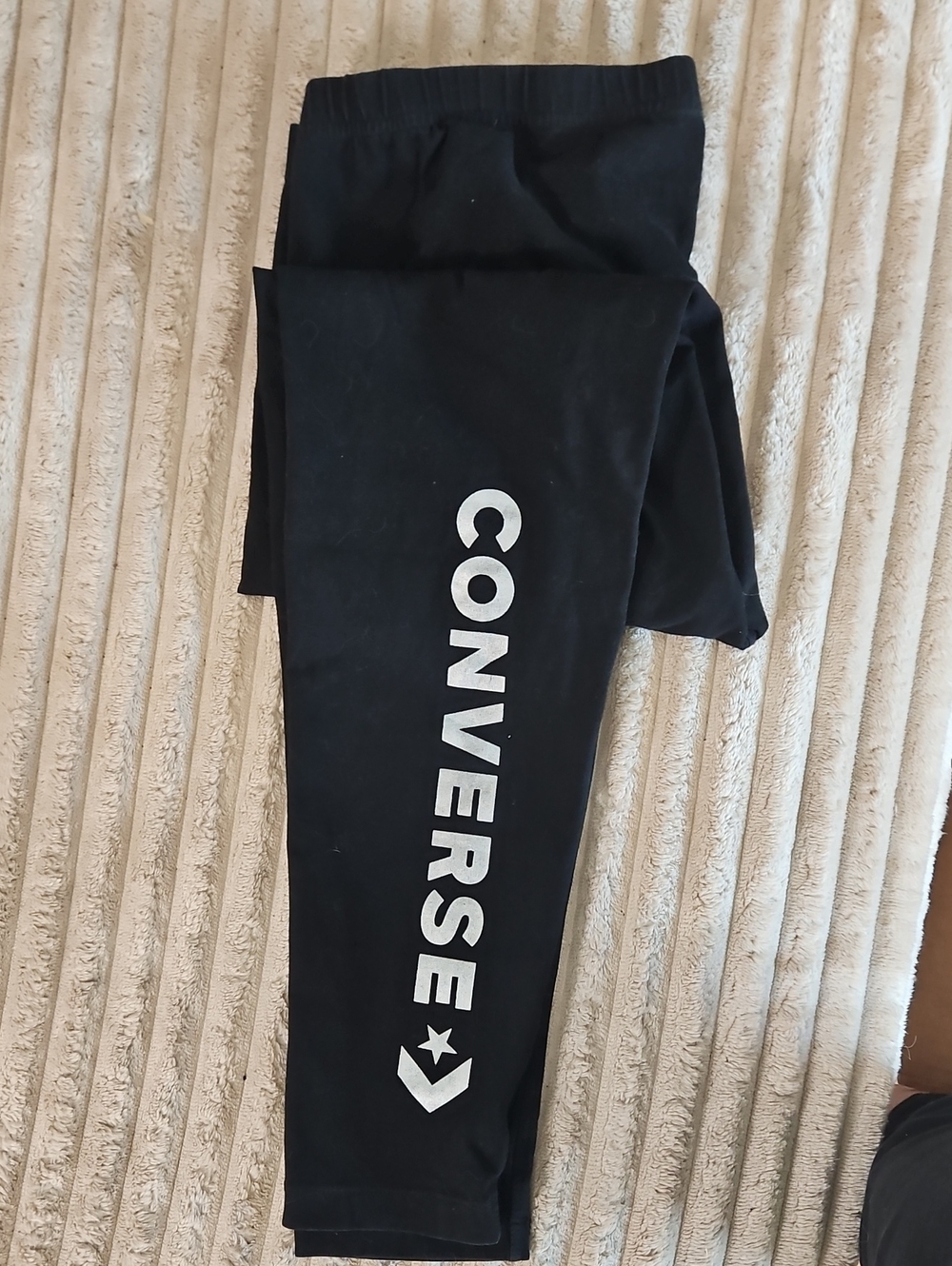 Converse Black Leggings with White Side Logo